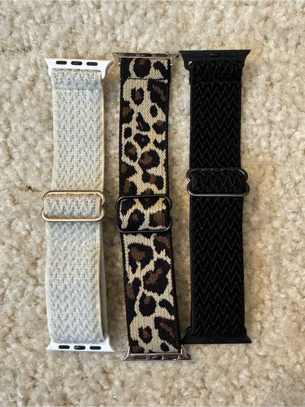 Interchangeable Apple Watch Sport Loop Straps - White, Leopard, Black - Picture 2 of 2